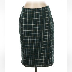 Ann Taylor Green Plaid Sketch Pencil Skirt